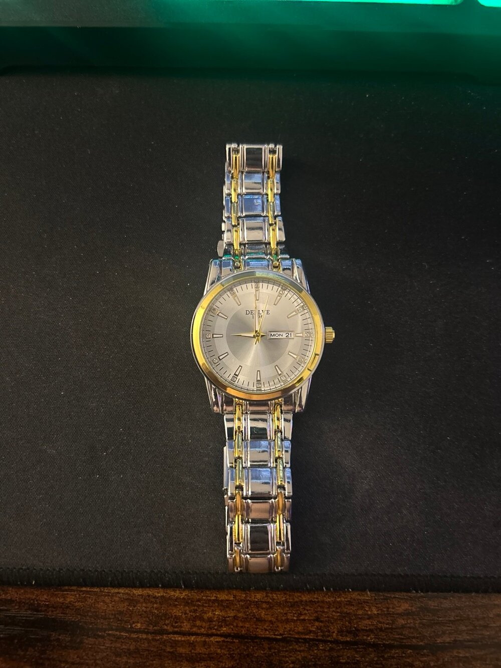 NWT Deblve Men's Two-Tone (Silver & Gold) Luxury-Style Dress Watch | New